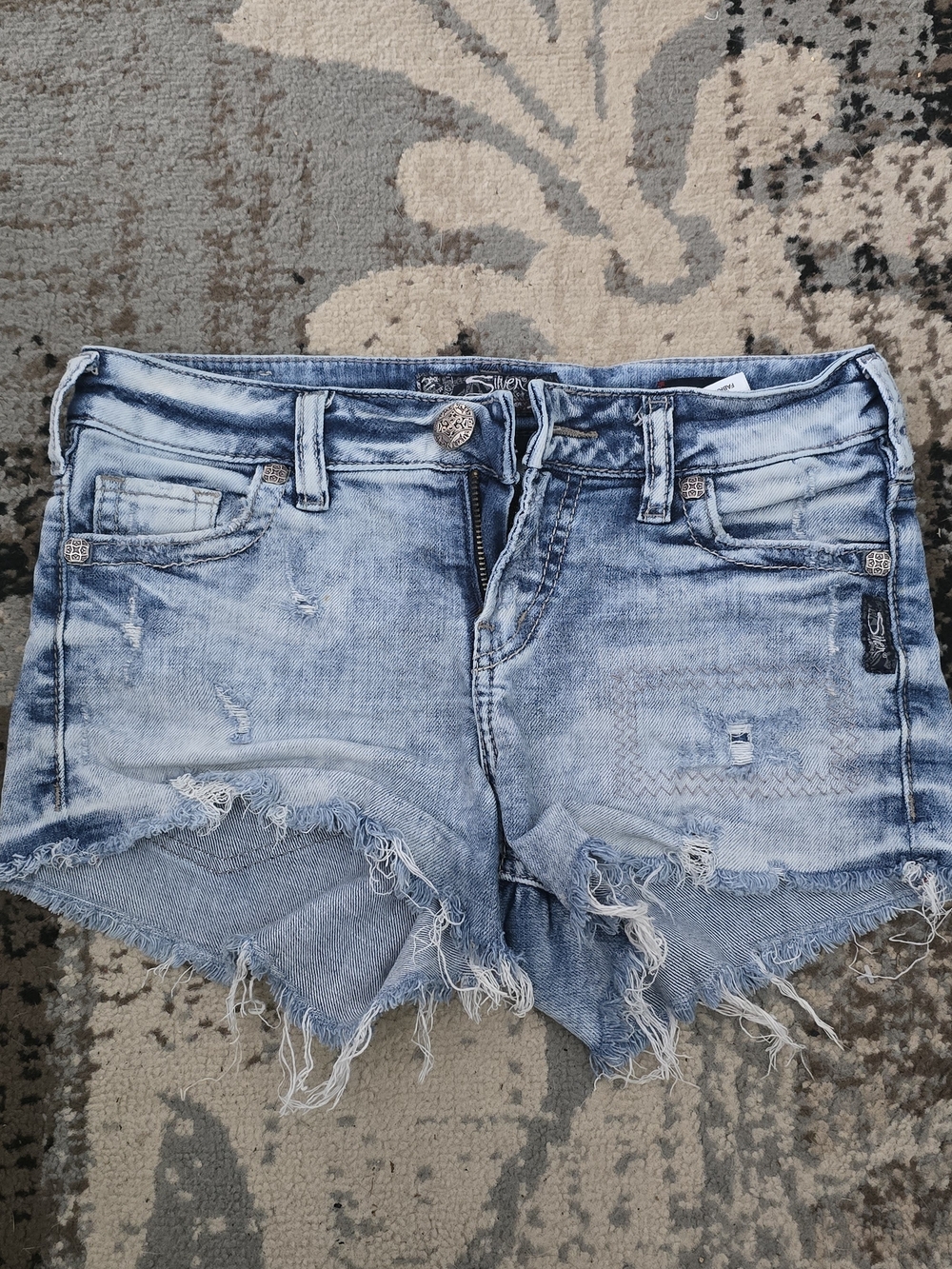 Silver Jeans Light Blue Distressed Denim Cutoff Shorts
